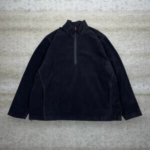 Vintage Y2K Woolrich Fleece Jacket Mens 2XL Black Half Zip